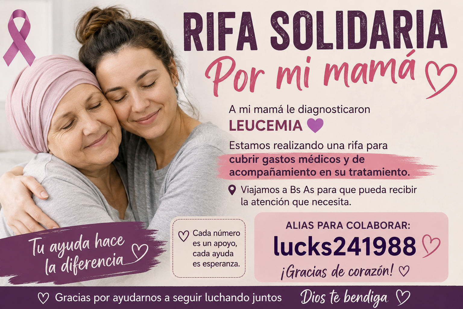 Solventar gastos para tratamiento de mi mamá