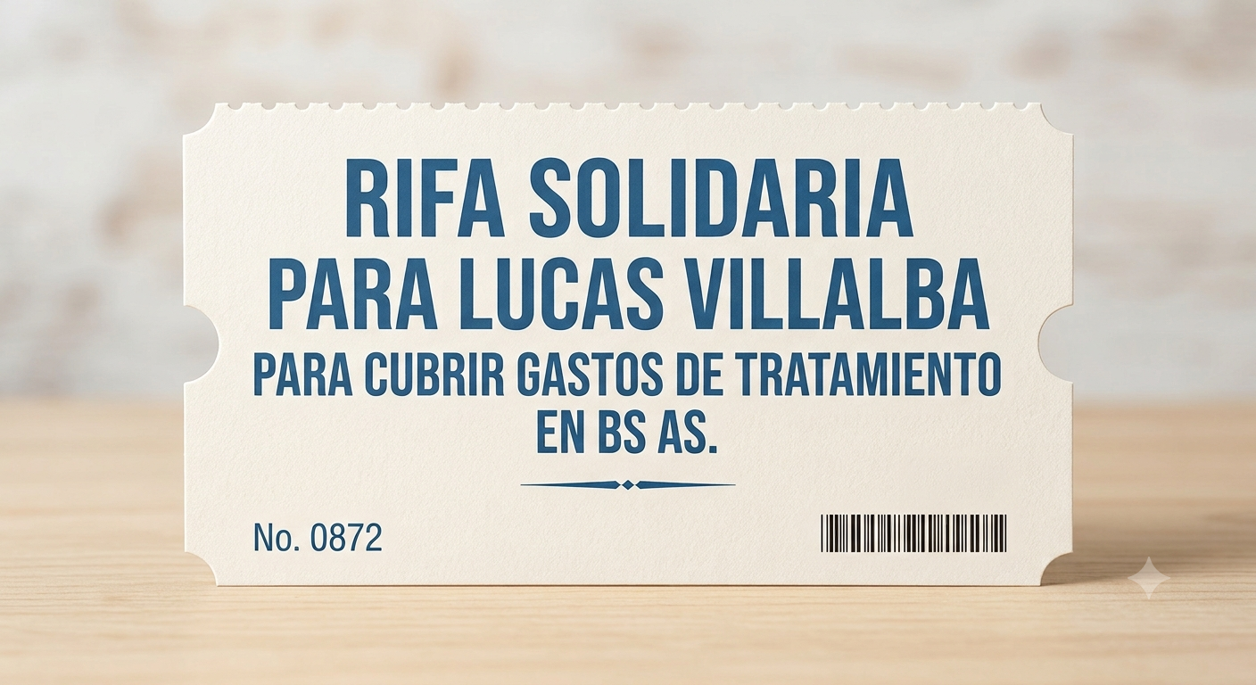 Rifa beneficio para juntar plata solventar gastos para tratamiento Lucas Villalba