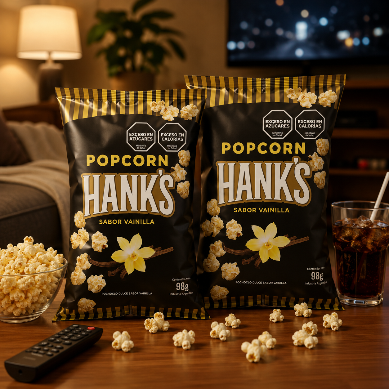 Caja Hank’s Gourmet con 10 paquetes de pororo sabor: vainilla