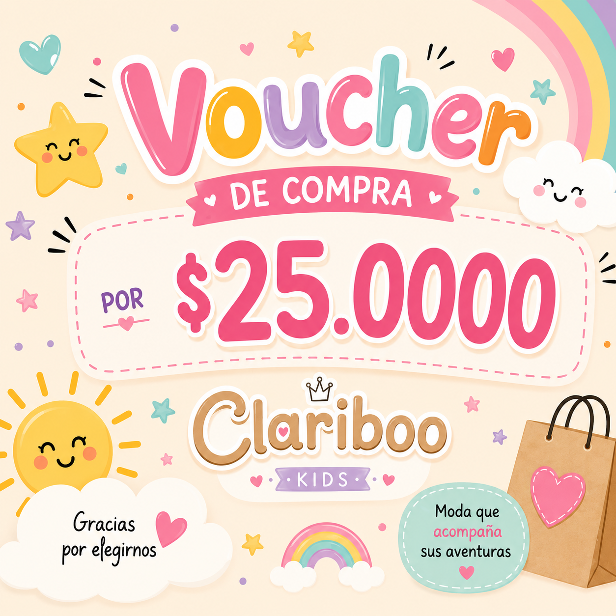 Voucher de compra por $25.000 en Indumentaria infantil