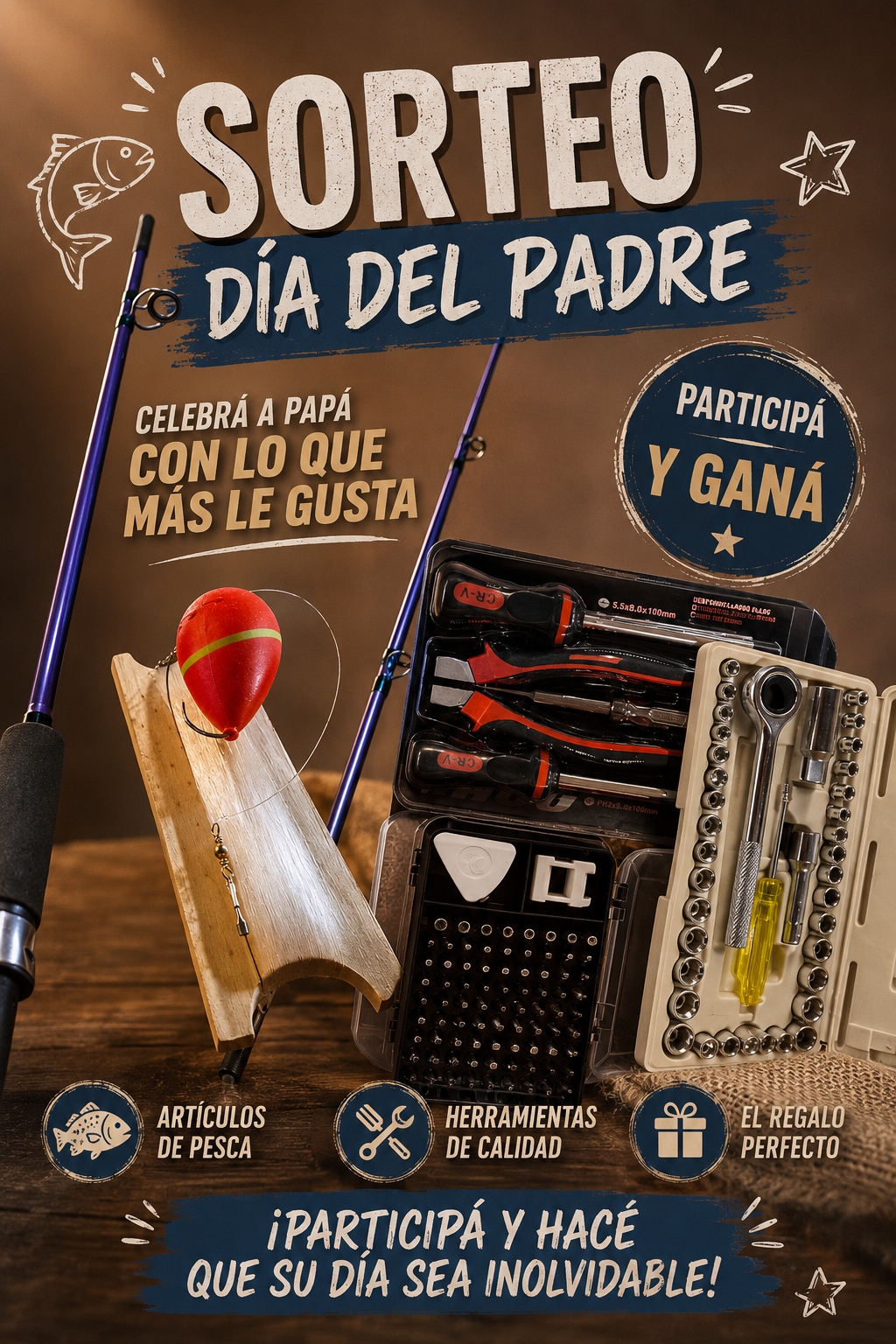 Herramientas, artículos de pesca y $25.000 para el ganador
