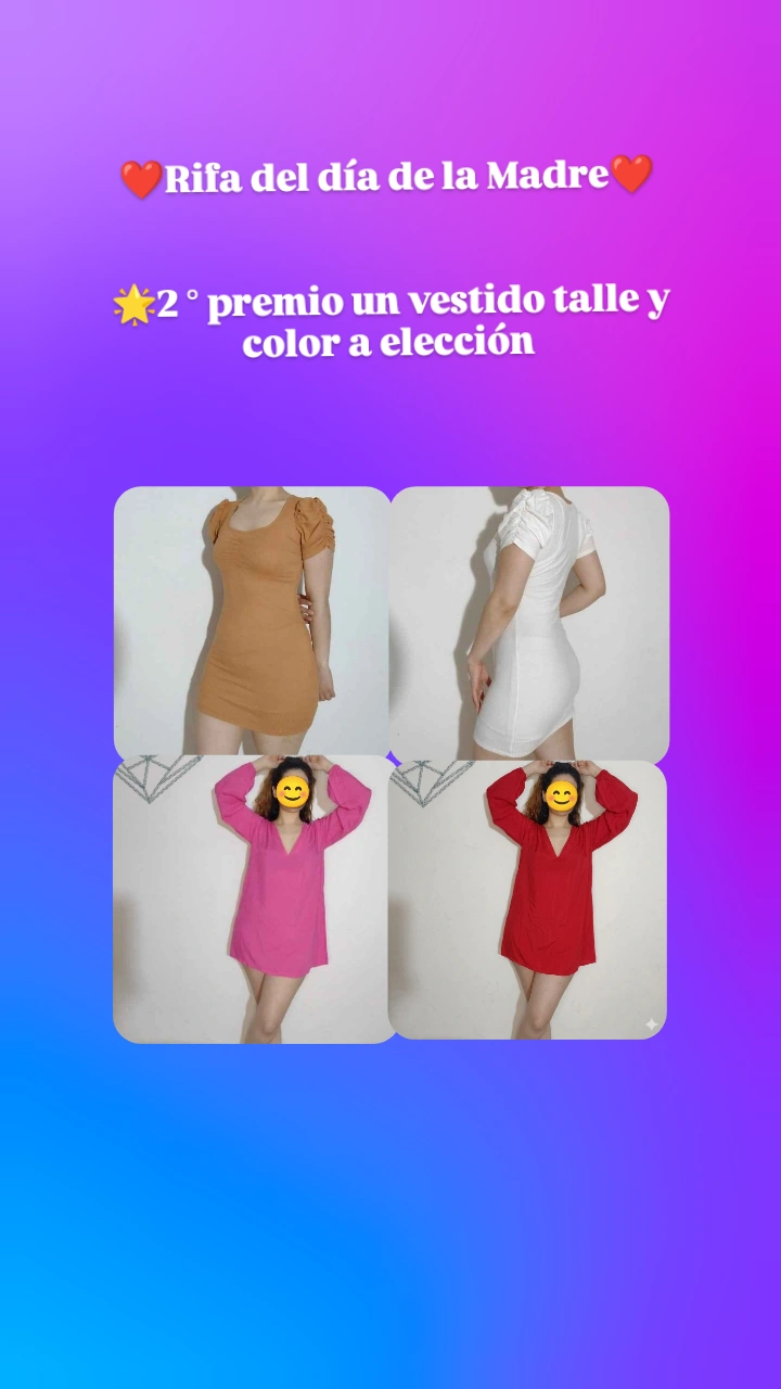 vestido talle y color a elección