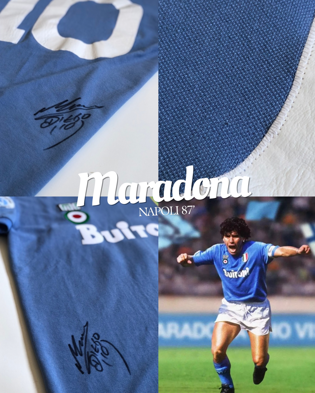 Camiseta retro del Napoli 87/88 firmada por Diego Armando Maradona