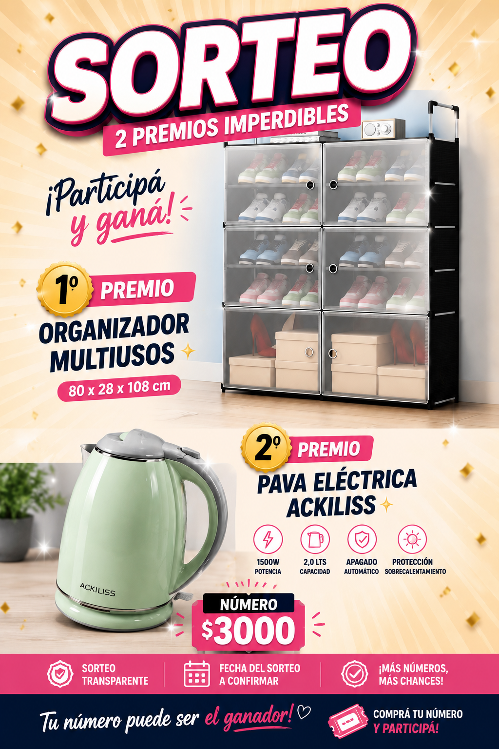 Organizador de espacios y tetera eléctrica